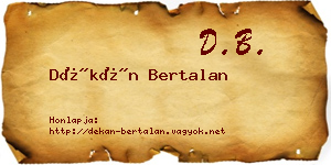 Dékán Bertalan névjegykártya